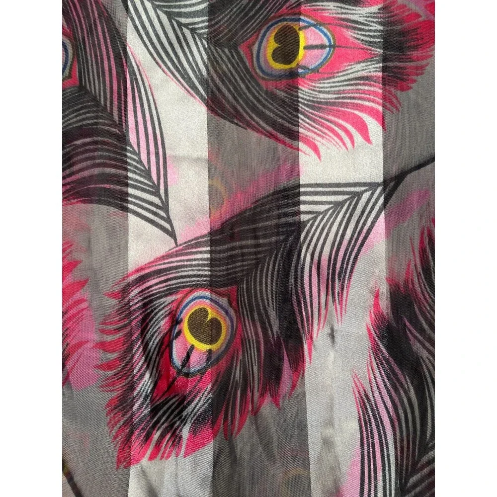 Vintage Y2K Peacock Feather Print Scarf Retro 2000s Boho Artsy Indie Sleaze Chic